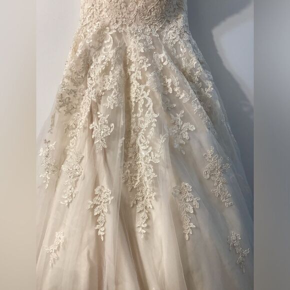 Madi Lane Elegant Lace Strapless Ball Gown Wedding Dress – Ivory Tulle - Picture 5 of 16